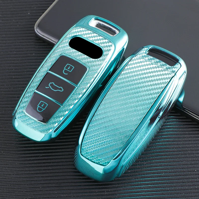 

Soft Carbon Fiber TPU Car Key Cover Case Skin Protective Shell Holder for AUDI A6L A7 A8 2018-2019 Key