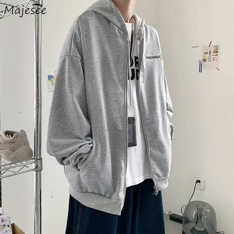 

Мужские толстовки с капюшоном и надписью, винтажная Повседневная Уличная одежда в японском стиле, на молнии, универсальная верхняя одежда д...