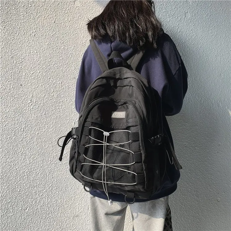 

Вместительный женский рюкзак на шнурке, водонепроницаемый нейлоновый школьный ранец для студентов колледжа, пар, многофункциональный доро...