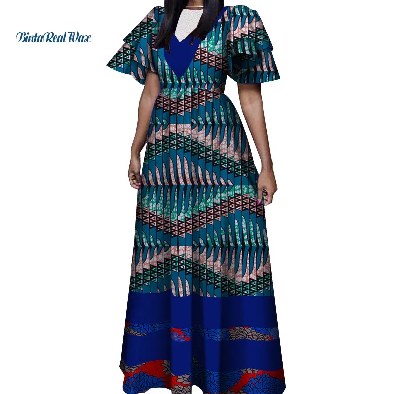 Женское платье с принтом в африканском стиле длинное вечернее аппликацией