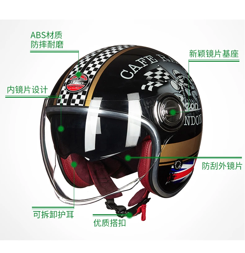 BEON шлем винтажный скутер шлем с открытым лицом шлем moto cross винтажный шлем casque Casco Capacete ретро-шлем