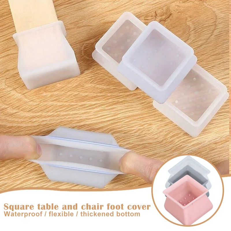 

Silicone Furniture Leg Protection Cover Table Feet Pad Floor Protector Square for Home LC