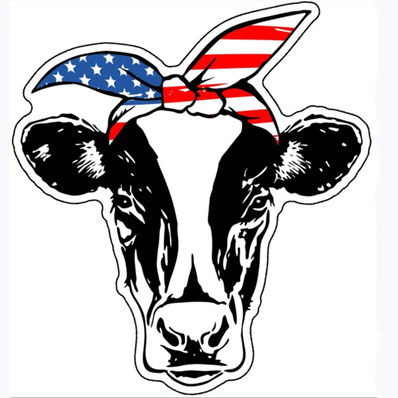 

W-0734 Creative American Flag Bull Bandana Personality Car Stickers PVC Hot Selling Auto Window Bumper Quality Waterproof Decals