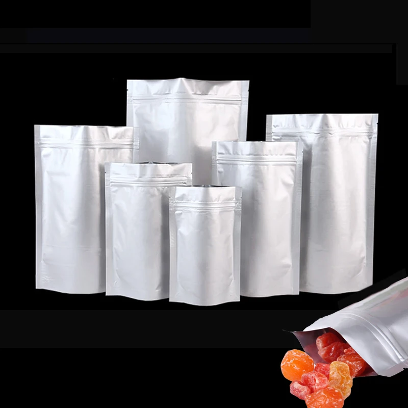 Стоячий пакет из чистой алюминиевой фольги с застежкой молнией упаковочный для