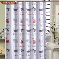 cartoon bath curtain cute cat kitten pattern shower curtains quality thickened fabric polyester bathroom curtain with hooks