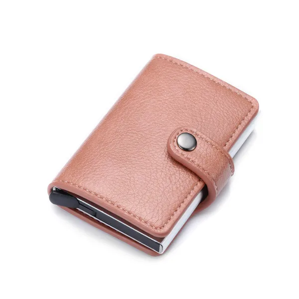 Pink YM0609 Bycobecy держатель для карт бумажник на кнопке RFID Блокировка винтажные кошельки Кредитная карта всплывающая защитная карта чехол тонкий Противоугонный держатель ID - Цвет: Pink YM0609