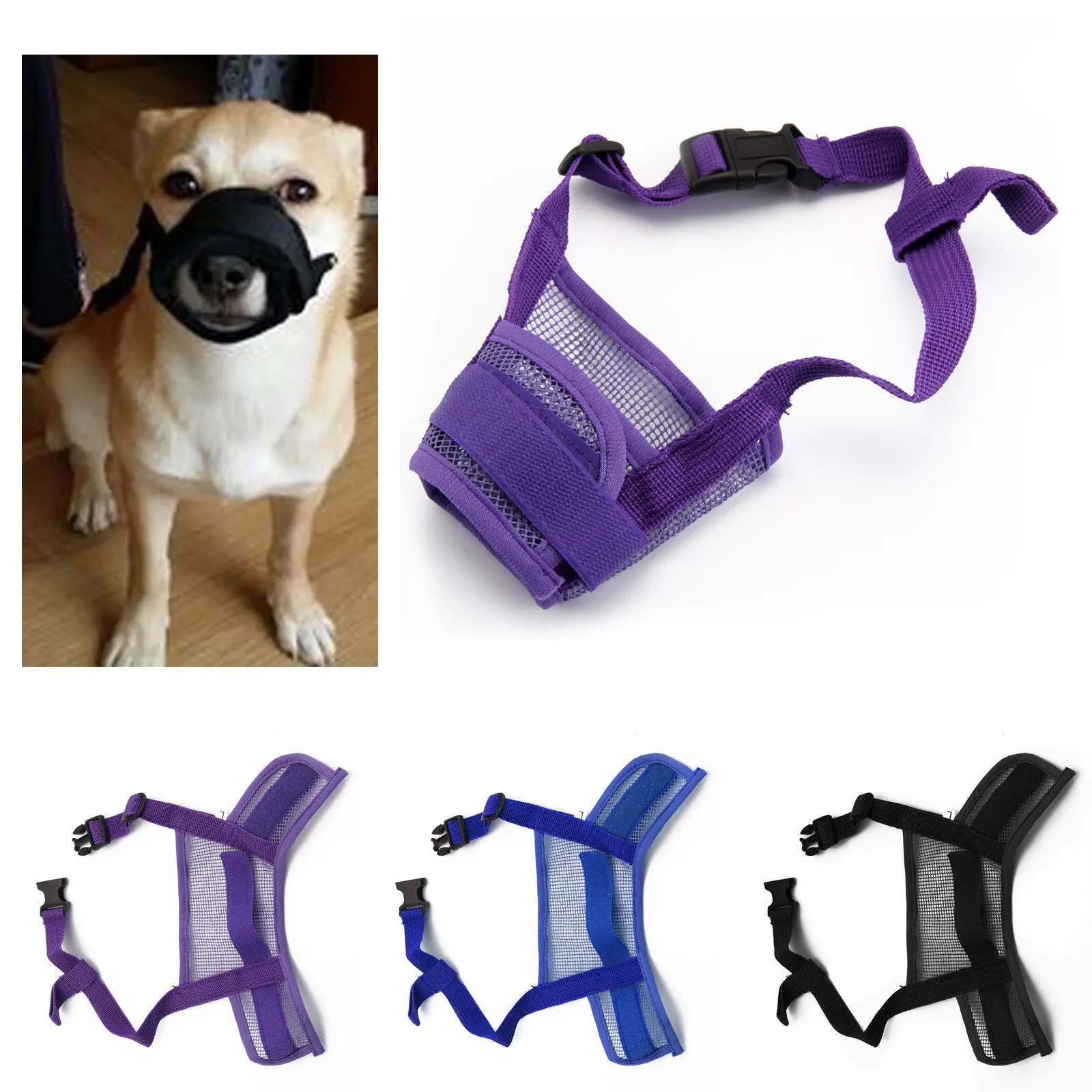 

Adjustable Pet Dog Mouth Cover Pet Dog Mask Bark Bite Mesh Mouth Muzzle Grooming Anti Stop Chewing Dog Supplies