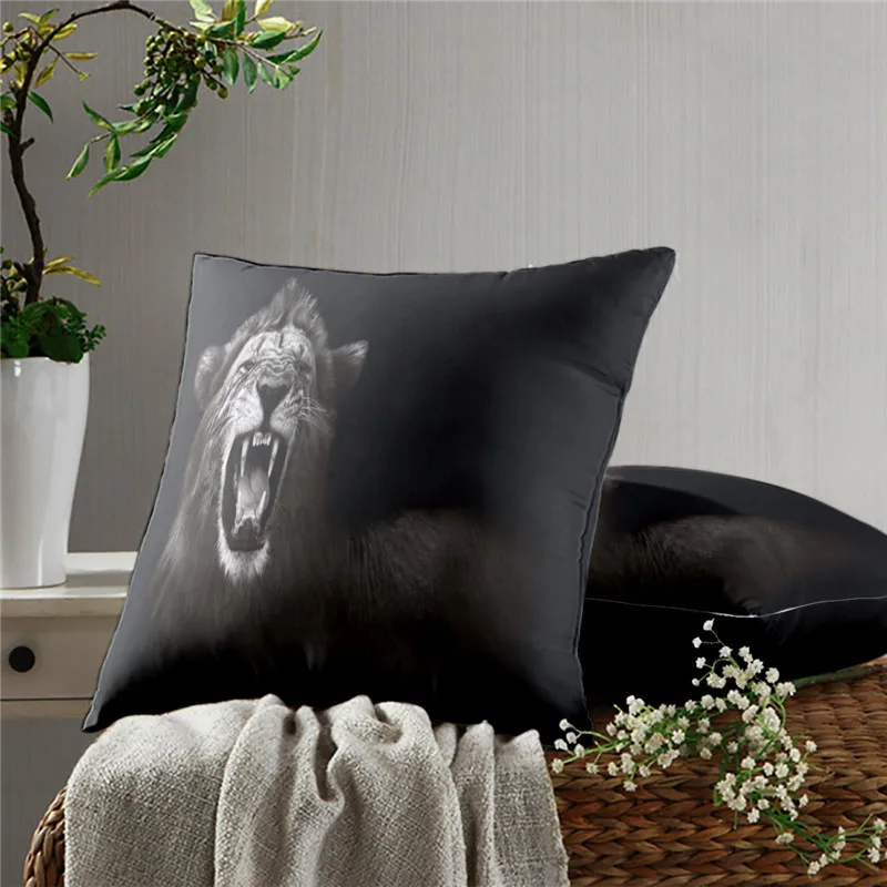 

Brave Lion Pillow Cover Sofa Cushion Cover Fashion Printing Sofa Chair Pillow Cover Bed Pillow Cover Home Decoration