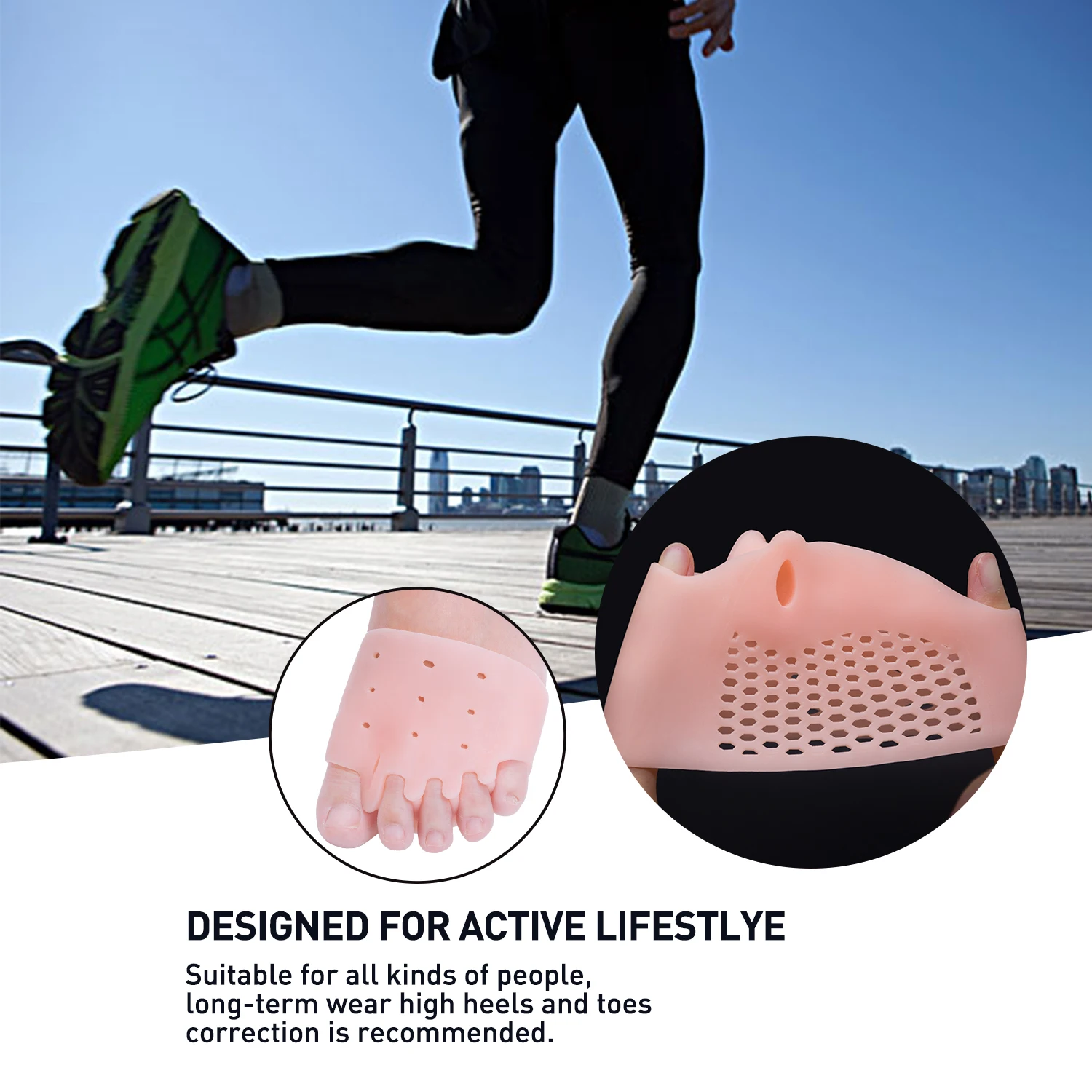 

2pcs Forefoot Pads Five-hole Honeycomb Toe Separator Soft Gel Pain Relief Insoles Prevent Feet Callus Blisters Corn C1533