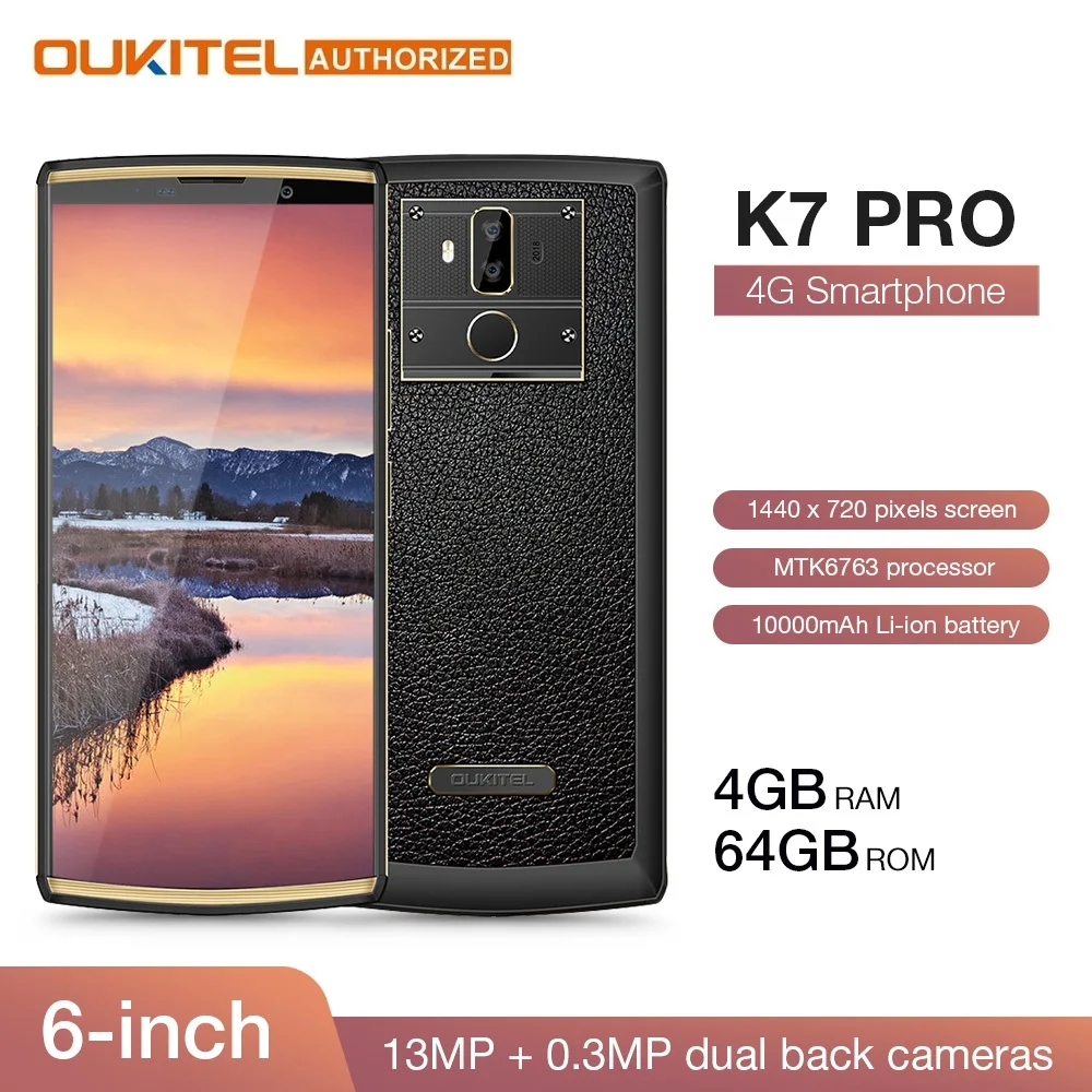 OUKITEL K7 Pro 4G ram 64G rom смартфон Android 9,0 MT6763 Восьмиядерный 6," FHD+ 18:9 большой экран mAh отпечаток пальца мобильный телефон