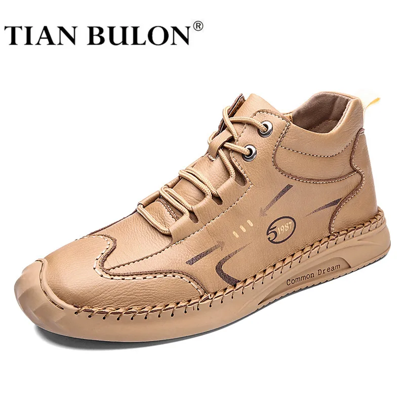 Модные мужские ботинки плюшевые кожаные ковбойские ботильоны теплые зимние с