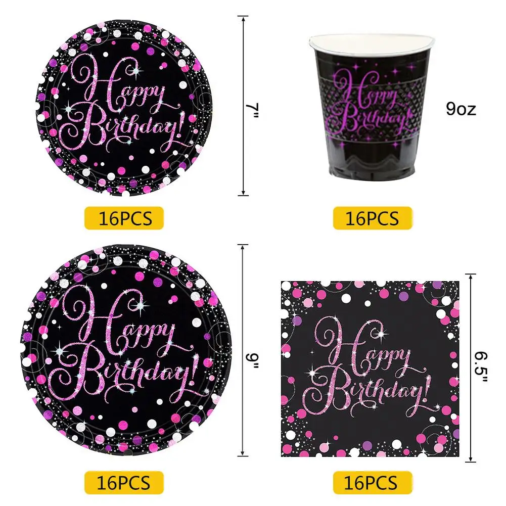 64PCS Disposable Dinnerware Party Supplies Silver Dot Tableware Cup Plate Set For Graduation Birthday Wedding Cocktail |