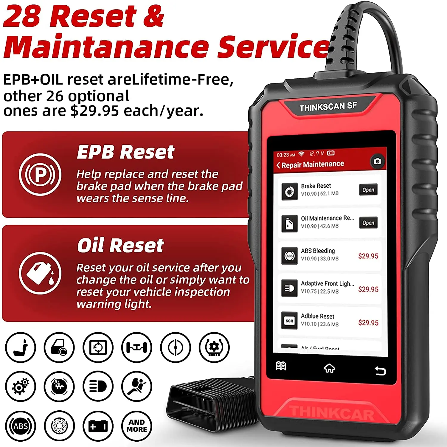 Профессиональный сканер Thinkcar SF100 OBD2 для автомобильного двигателя ABS SRS