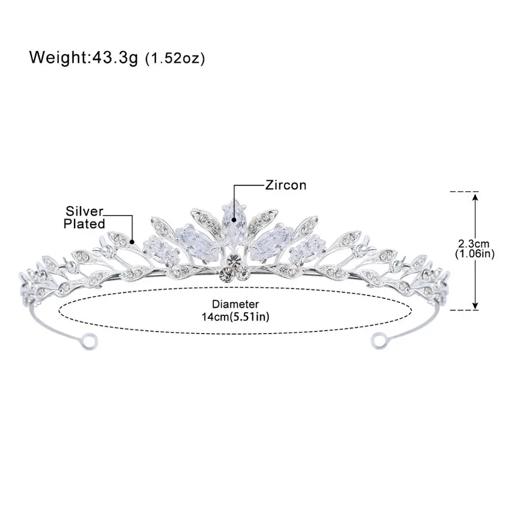 Mecresh Wedding Tiaras and Crowns Women Prom Hair Ornaments Zircon Pageant Bridal Accessories Leaves Headband HG241 | Украшения и