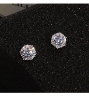 black angel 925 sterling silver pav%c3%a9 crystal six claw shiny zircon stud earrings women simple fashion wedding jewelry accessory