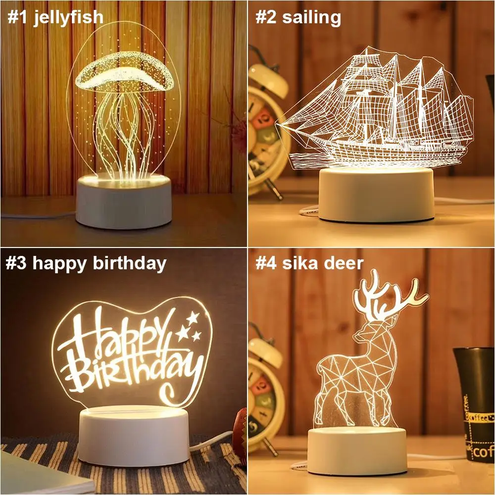 

Night Light 3D Art Kid Modern LED Adorable Table Decoration Desk Light Cute Table Lamp Atmosphere Home Decor Indoor Lighting