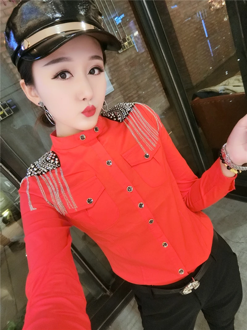 

2020 Shiny Bling Sequins Cotton Shirts Women Long Sleeve Shiny Sequins Bead Work Cotton Shirts Lady Bling Sequined Blouses Tops