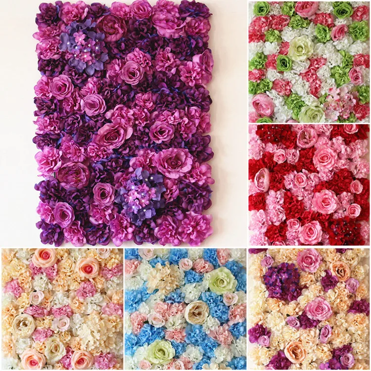 

40cm*60cm Artificial silk colorful rose flower wall wedding background lawn/pillar flower wedding supply party flowers wall1A