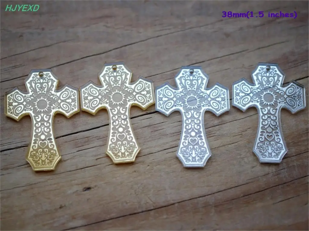 Акриловые серьги в виде креста диаметром 38 мм/50 мм зеркальный лазерный вырез под