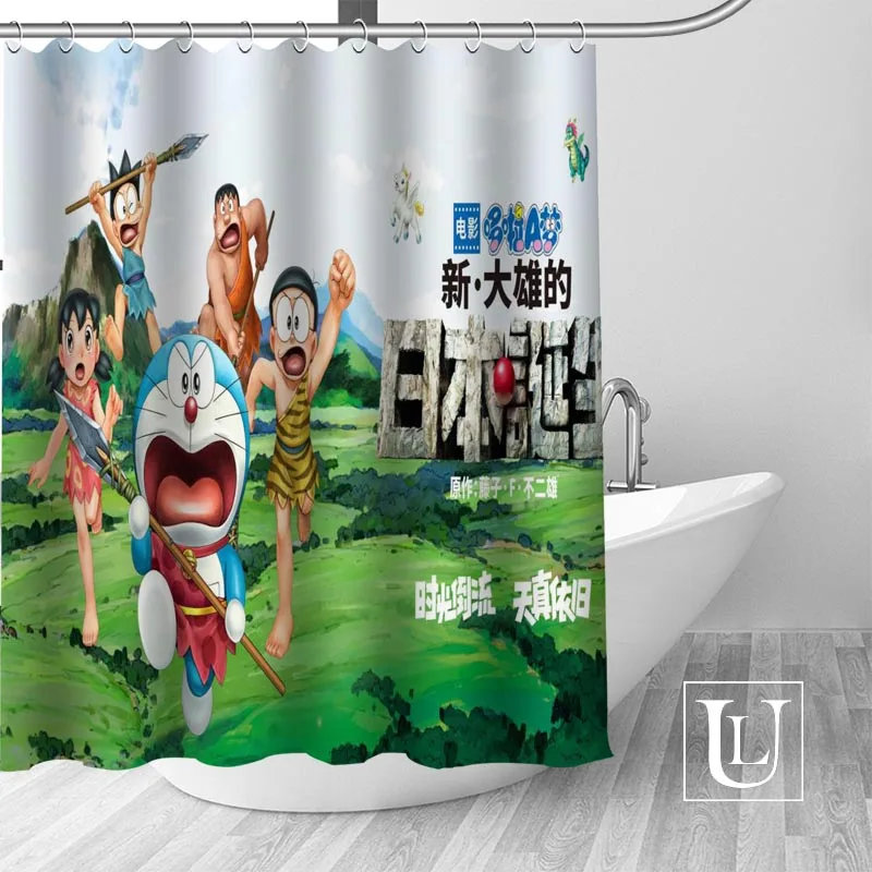 Большая распродажа Новая Современная душевая занавеска Doraemon на заказ с крючками