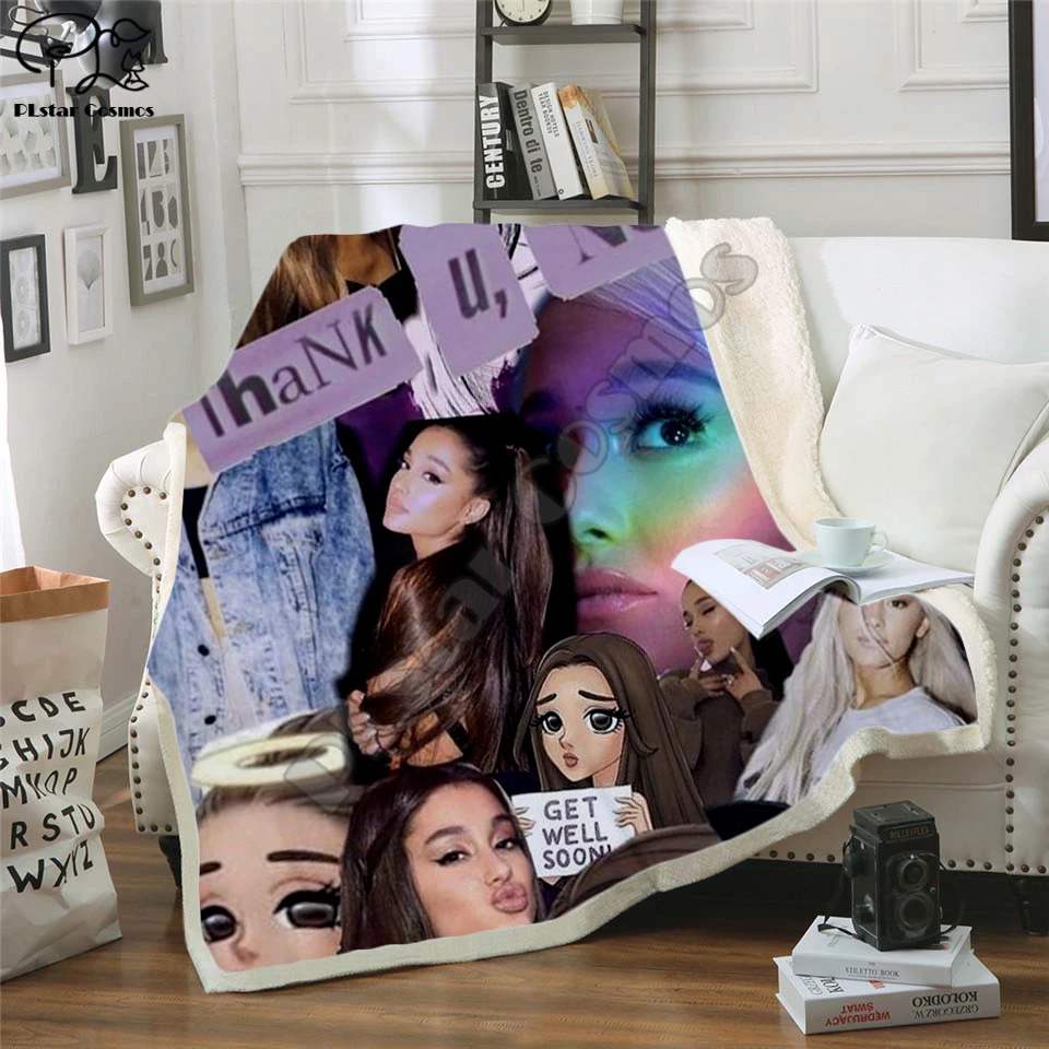 

Ariana Grand Fleece Decke Plüsch 3d Gedruckt für Erwachsene Sofa Sherpa Fleece Bettdecke Wrap Decke stil-1