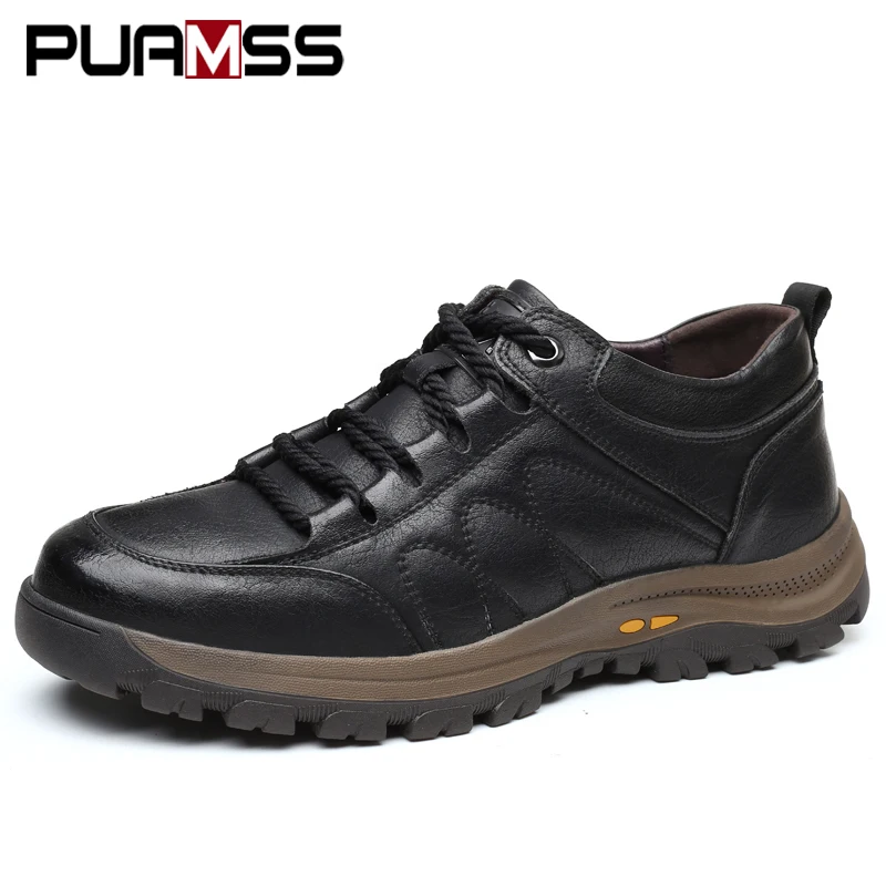 Высококачественные мужские кожаные кроссовки модные удобные походные туфли для