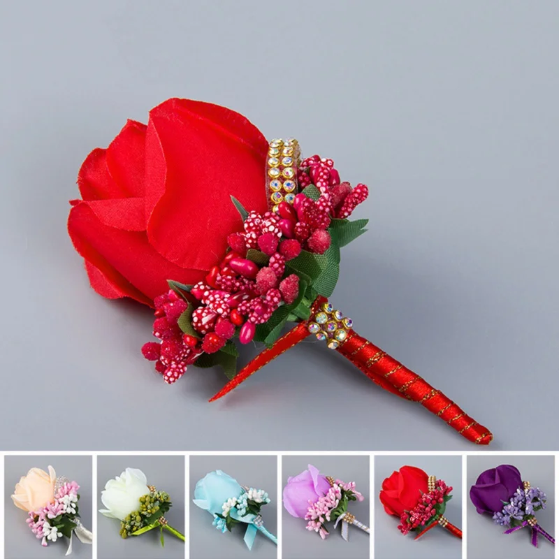 Свадебные аксессуары имитация розы с бриллиантами для невесты жениха свадьбы