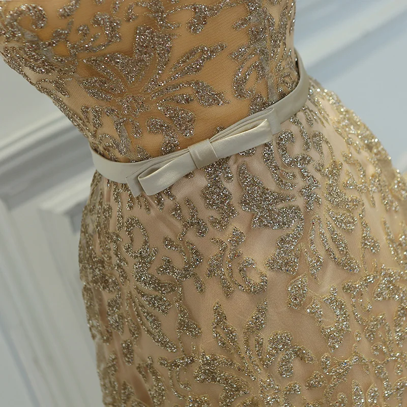 Винтажное Золотое вечернее платье шикарные платья для выпускного вечера 2019