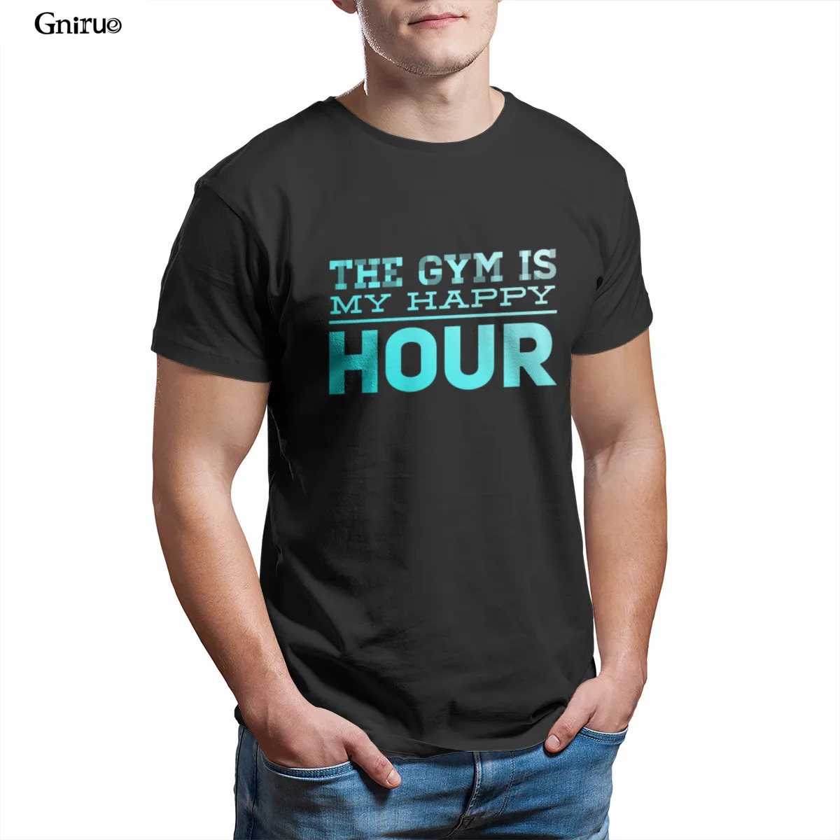 

Wholesale Gym Happy hour Mens T-Shirt Essentials Funny 2021 For Boy Men Clothing 102121
