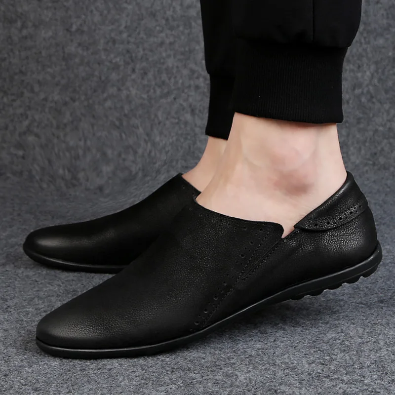 Мужские повседневные Мокасины из натуральной воловьей кожи коричневые или