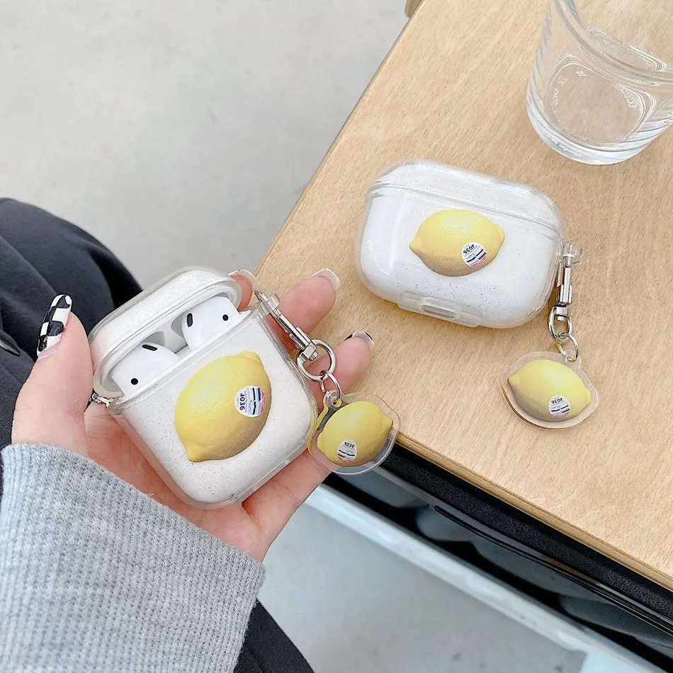 Чехол для AirPods модная подвеска лимон мягкий блестящий чехол 1/2 наушников Pro с