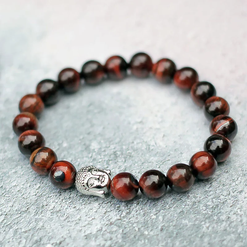 

Red Tigers Eye Buddha Bracelet For Men 8mm Beads Beaded Bracelet Buddhist Prayer Beads Bracelets Meditation Jewelry