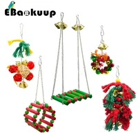 ebaokuup christmas limited bird toy parrot cage swing chewing toy accessories for budgiesafrican grey cockatoos natural wood