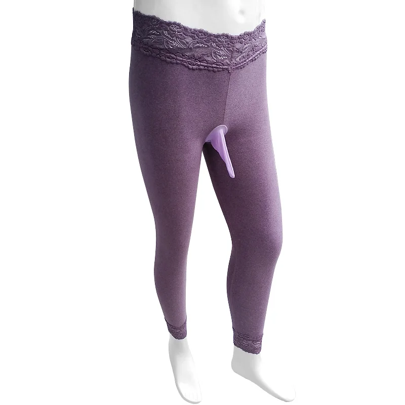 Sissy термоштаны с рукавом для пениса высокие эластичные зимние теплые кальсоны