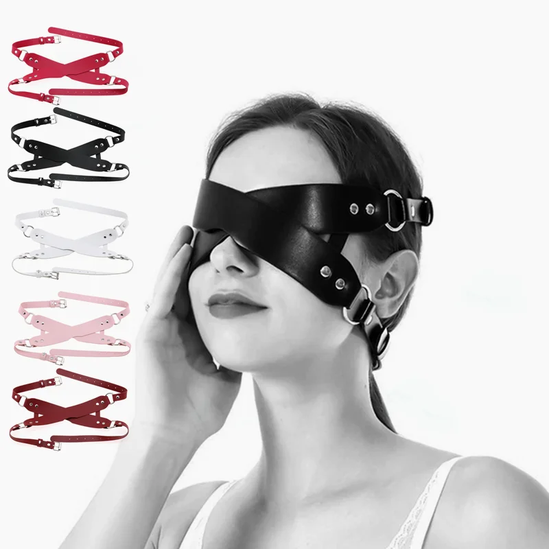 PU leather Eye Mask with Cross Adjustable Shading Blindfolded Bondage Harness Strap for Fetish Slave Cosplay Erotic Sex Products |