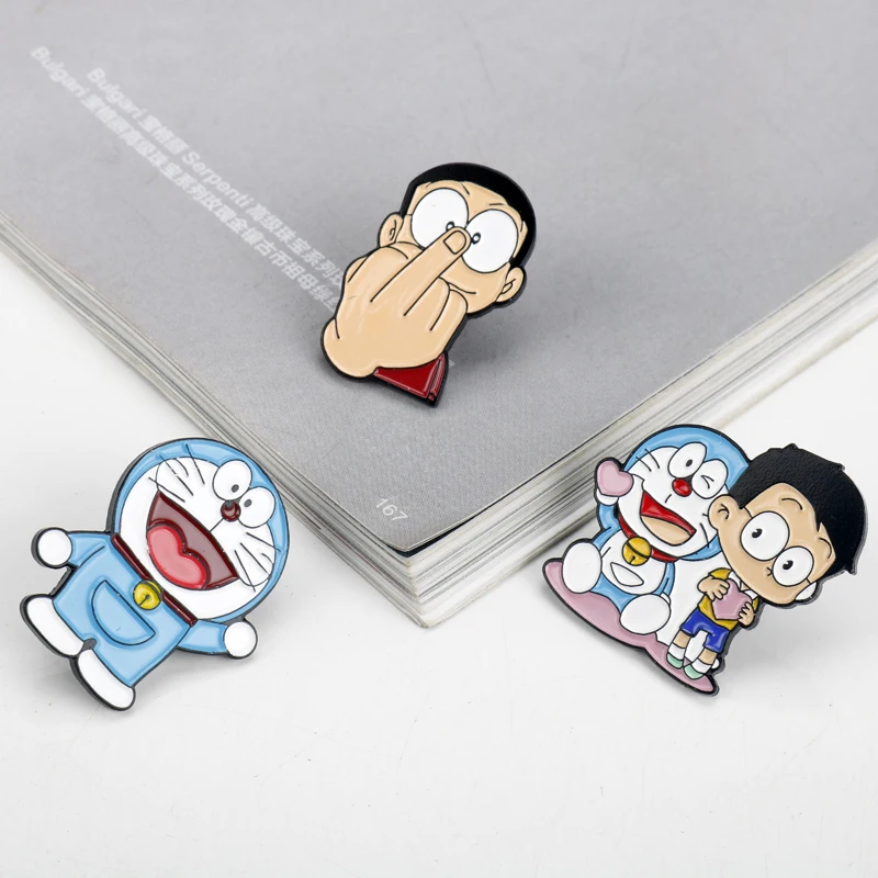 Мультфильм Аниме Doraemon эмалевые булавки Nobita Nobi металлические броши и лацкан