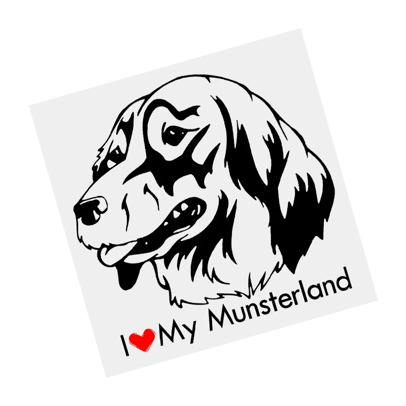

S61609# I Love My Munsterlander Small Dog Black Transparent Car Sticker Vinyl Decal Waterproof Decors for Motorcycle Bumper