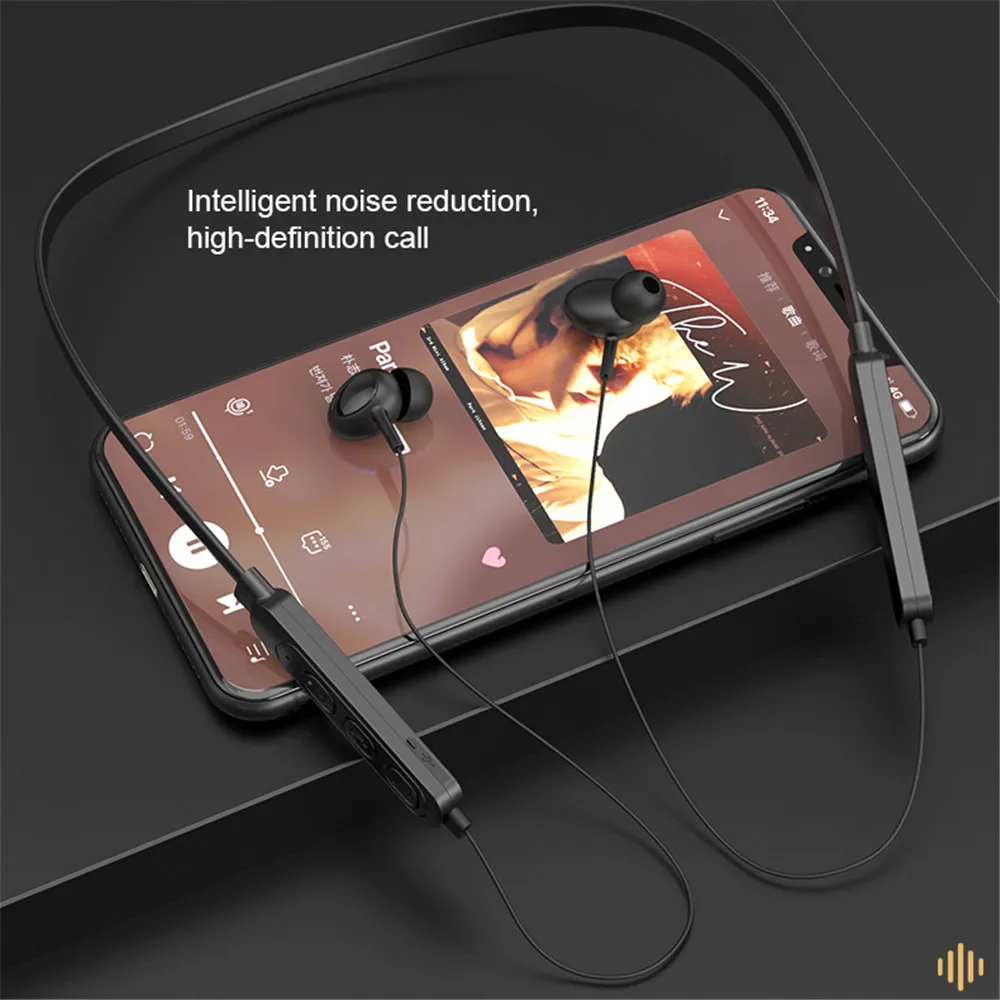 Беспроводные Bluetooth наушники водонепроницаемые спортивные с шейным ремешком HD