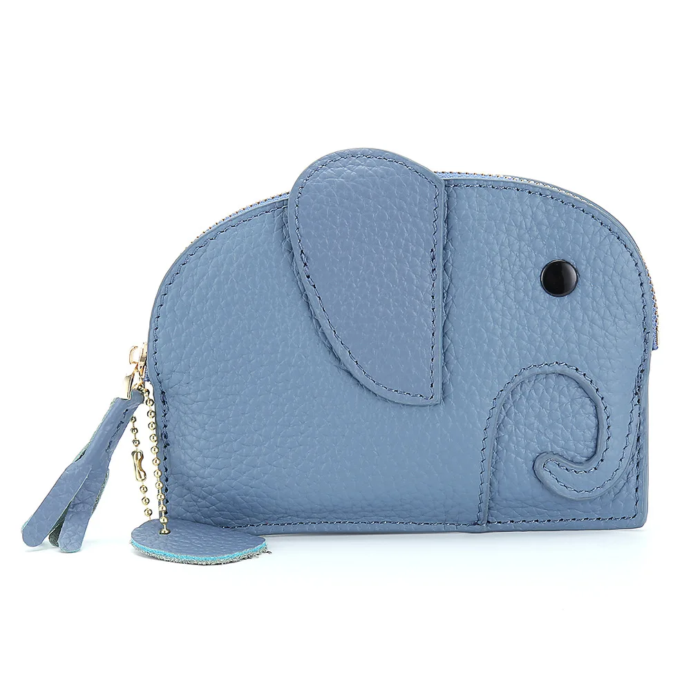 

2021 Coin Bag Zipper Wallet Women Genuine Leather Keychain Wallets and Purses Fashion Elephant Creative Girls Short Purse Gifts