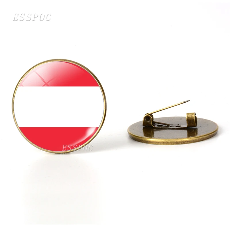 Austria Центральная Европа: Австрия Польша Германия Швейцария Броши с флагом стеклянные купольные украшения бронзовая брошь булавки Национальный день подарки - Окраска металла: Austria