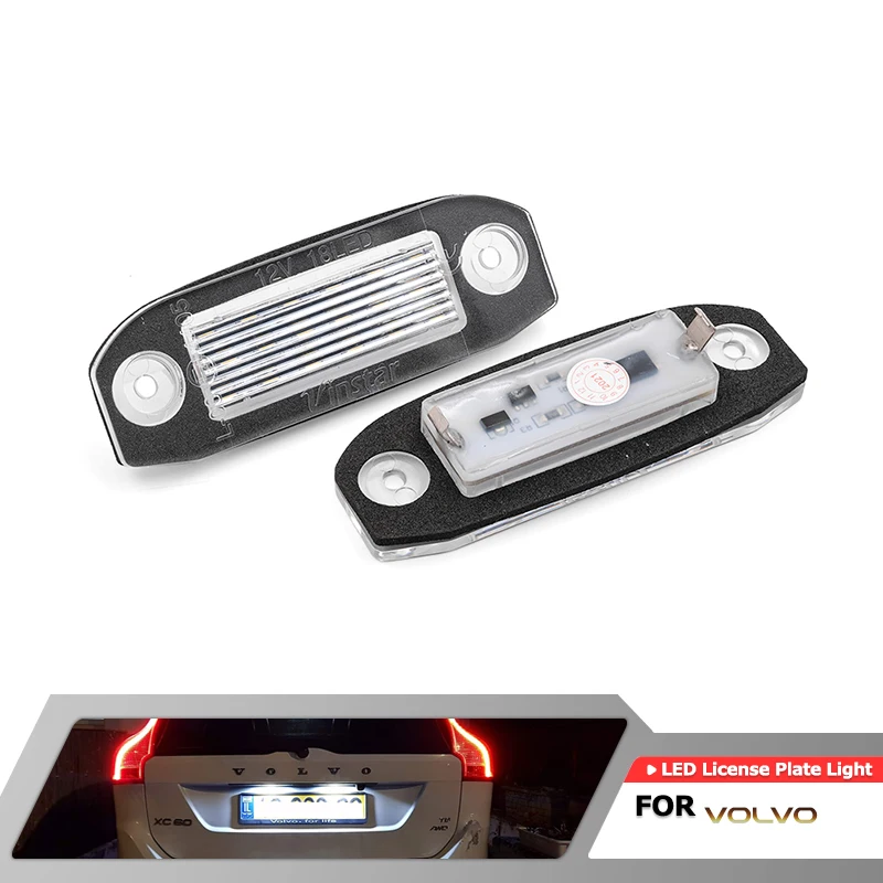 

2x Fits For Volvo XC60 XC90 XC70 V50 V70 S60 S40 S80 SMD White Canbus Error Free Rear Led License Plate Lights Lamps