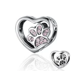 925 серебро в форме сердца в виде кошек и собак с отпечатком ноги Шарм браслет шарма бусины к оригиналу Pandora, ювелирные изделия Женская мода сделай сам
