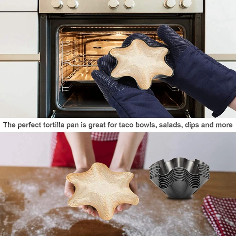 

10x Tortilla Pan Set (Black) & Stainless Steel Hand Mixer Accessories (2 Wired Beaters,2 Whisks and 2 Dough Hooks)