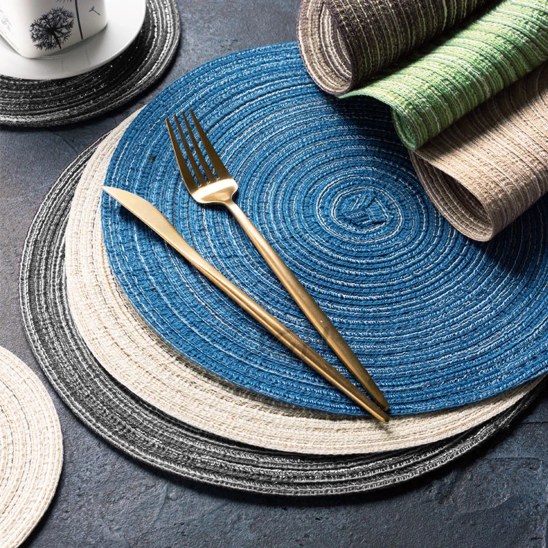 

Linen Non Slip Table Mats Home Decoration Pad Coaster Ramie Insulation Pad Table Placemats for Table Mat Restaurant 4/6/8 pcs
