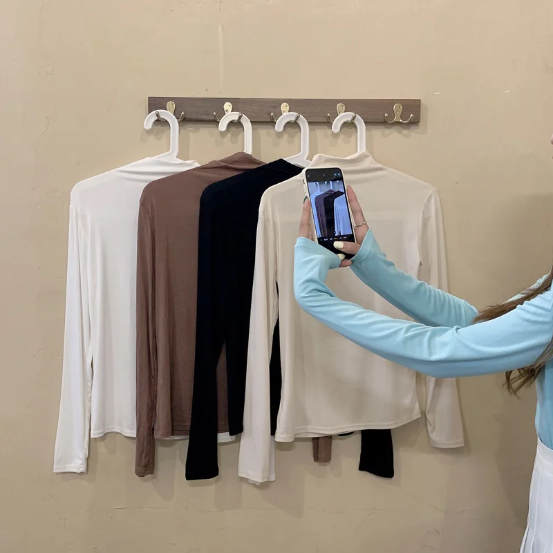 Самодельная плотная рубашка Sanmuzi с длинным рукавом и футболкой внутри однотонный