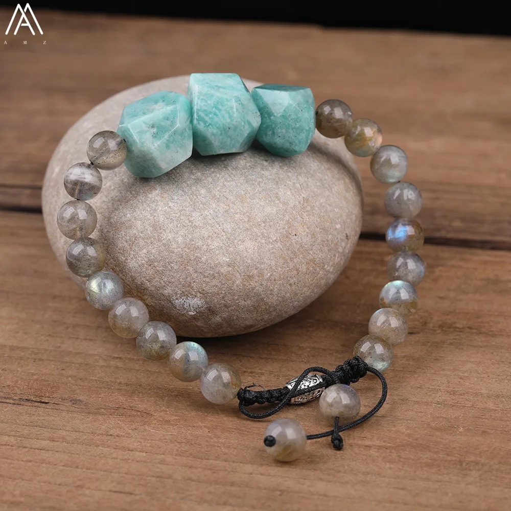 Натуральный Amazon Stone Самородок точечный 8 мм лабрадориты каменные бусы узлом