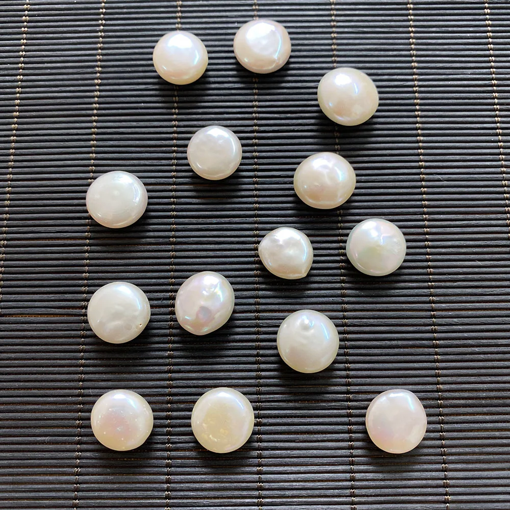 Натуральный пресноводный жемчуг плоские непористые бусины пуговицы круглые DIY