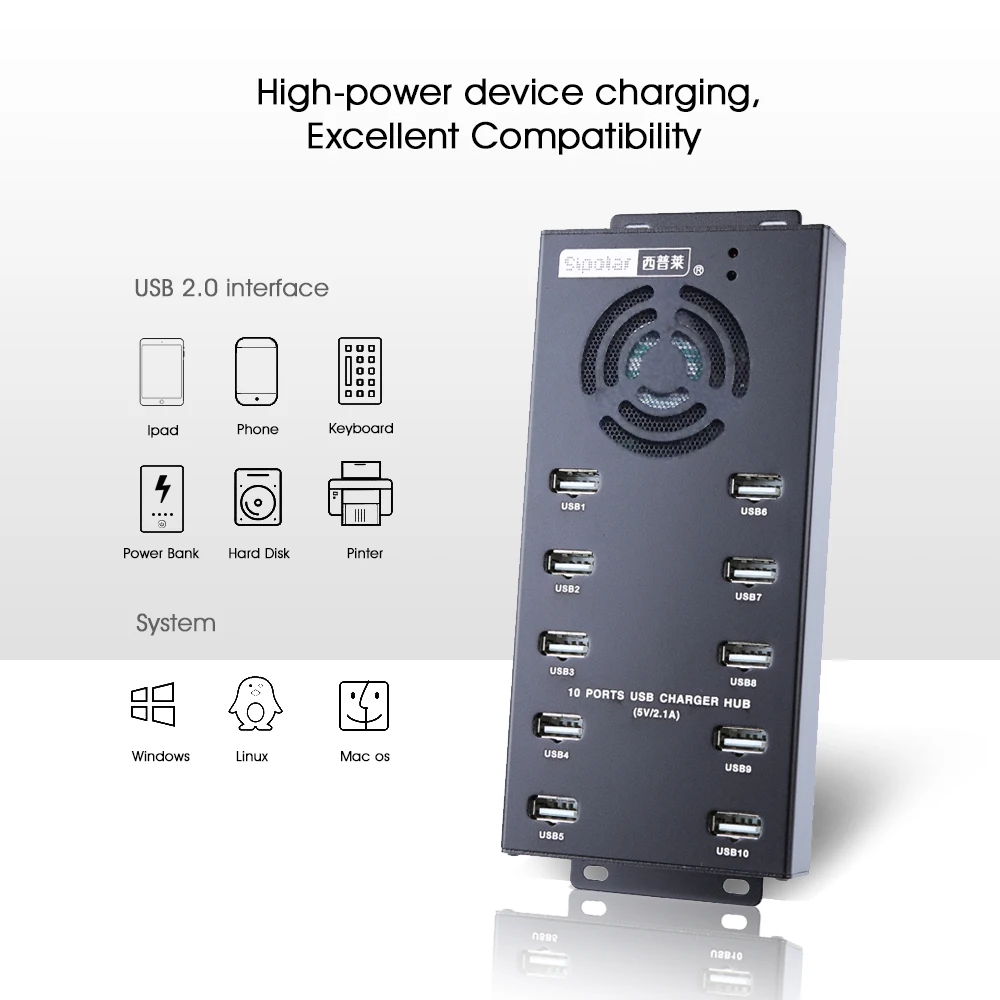 Sipolar 10 портов USB зарядное устройство концентратор usb 2 0 Стандартный блок питания 12
