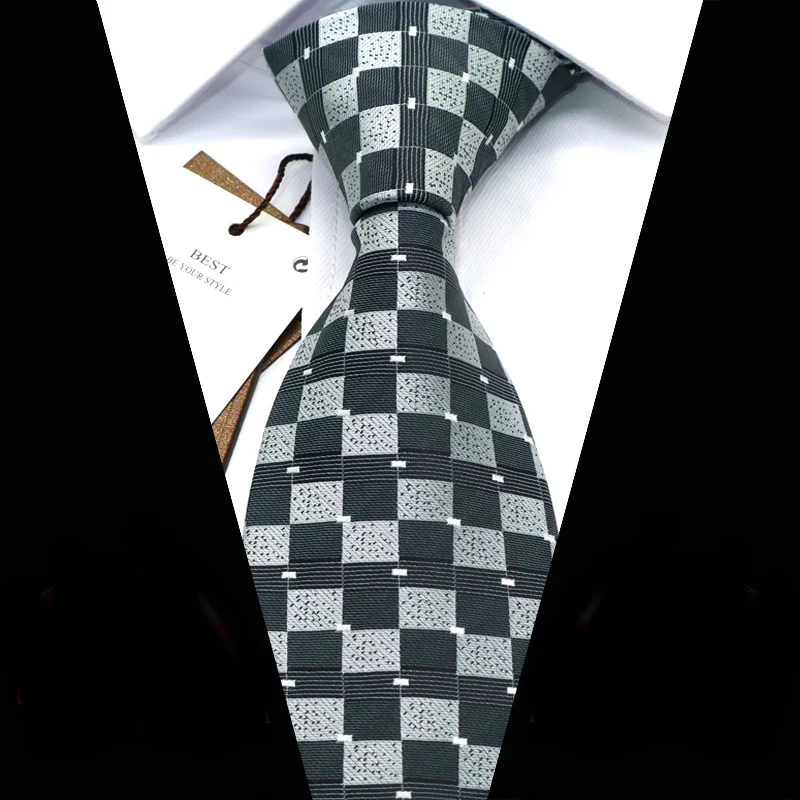 

Галстук YISHLINE мужской, жаккардовый плетеный галстук в горошек 8 см, с узором в клетку, для свадьбы, вечеринки, бизнеса