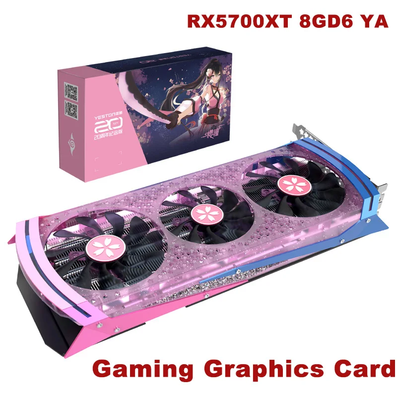 Yeston RX5700XT 8GD6 YA GDDR6 8 Гб 2560 единиц 1770/1905/2010 МГц/14 ГГц RGB дыхательная лампа игровая